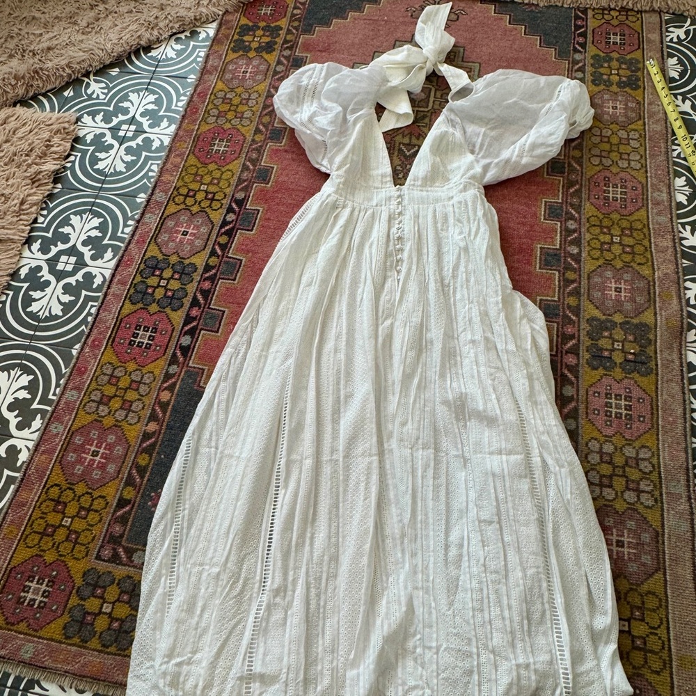 Anthropologie Joslin Backless Linen Maxi Dress Size 8